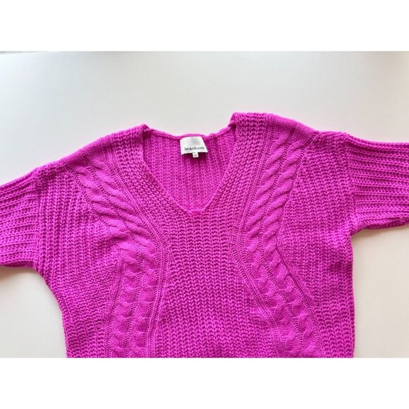 NWOT HEARTLOOM Evon Orchid Fuchsia Pink Cable Knit V-Neck Sweater, Size L - Picture 7 of 12